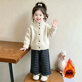 女童毛衣开衫秋秋冬季2026新洋气儿童冬装加厚针织衫宝宝保暖上衣