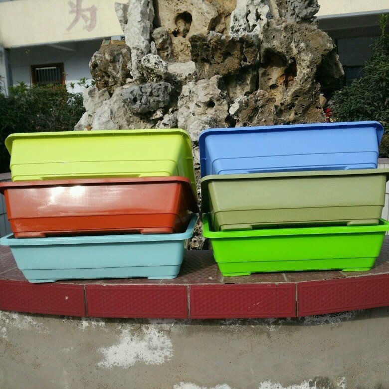 长方形基地种菜塑料花盆花槽菜盆园艺种菜花盆 绿城长槽盒450