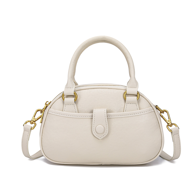 Genuine Leather Women's Small Bag 2025 New Arrival Vegetable Tanned Cowhide Niche Handbag Vintage Commuter Shoulder Crossbody Bag - Thumbnail 6