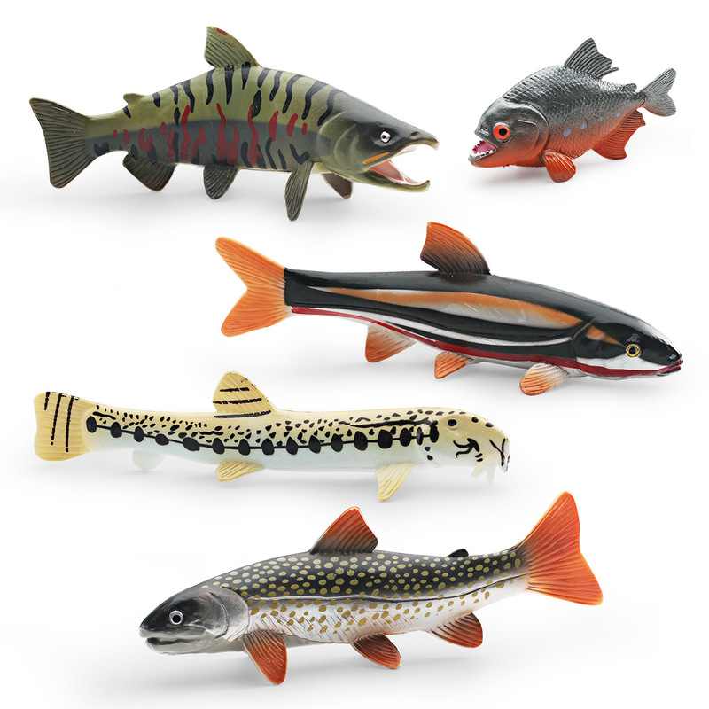 Cross-border simulation Chinese Loach Arro fish red dot Salmon Salmon piranha marine animal model ornaments Cross-border simulation Chinese Loach Arro fish red dot Salmon Salmon piranha marine animal model ornaments