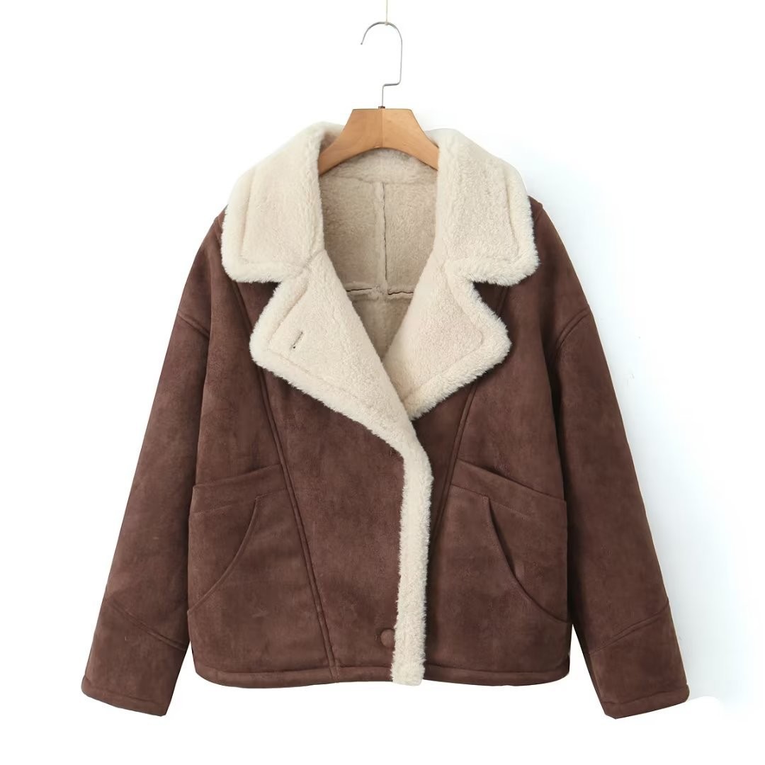 Damenjacke Mit Lammfelloptik Für Den Herbst Und Den Winter_voghion.com