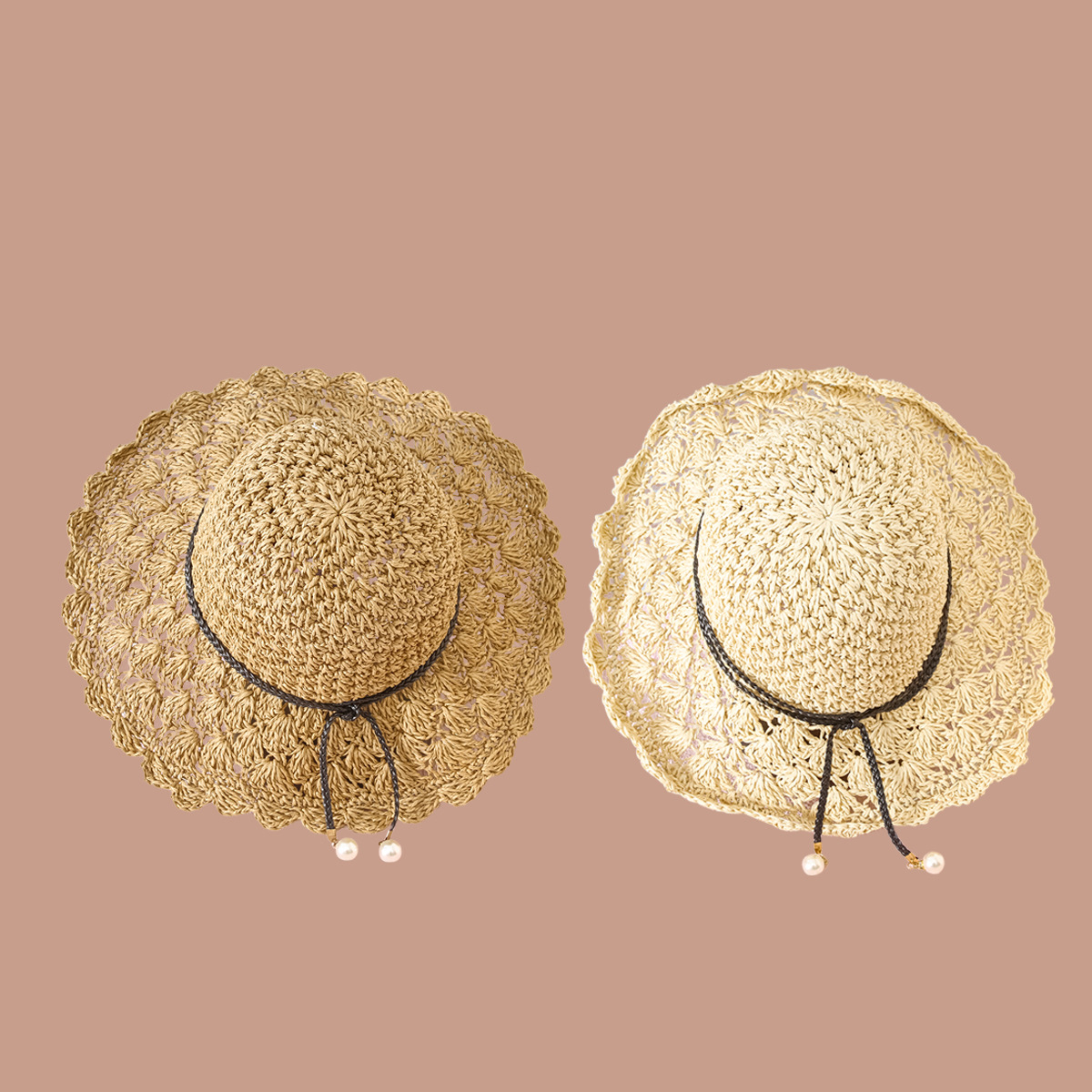 fashion pearl lace straw hat NSTQ55460