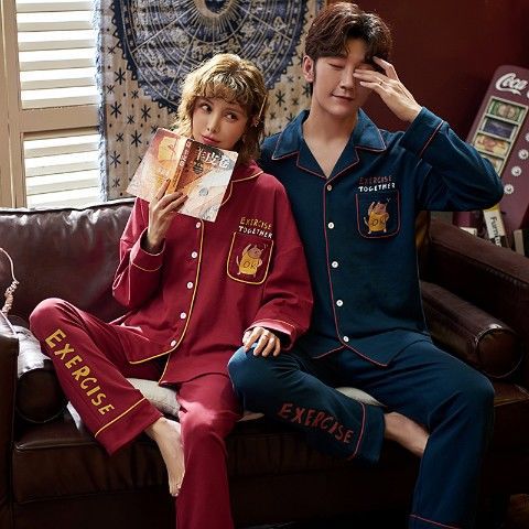 Más tamaño par pijamas manga larga 100% algodón de mediana edad y ancianos papá desgaste del hogar Primavera, otoño e invierno a cuadros desgaste del hogar