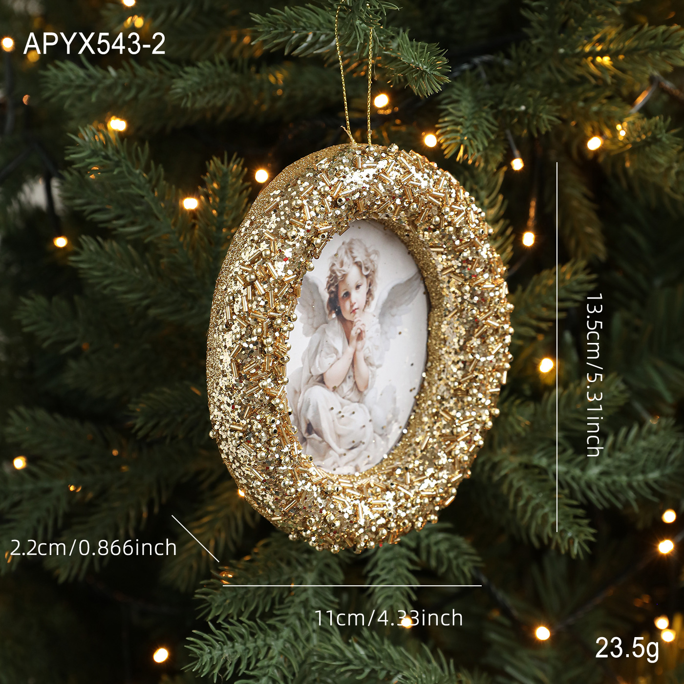 Colgante de árbol de Navidad transfronterizo marco cuadrado redondo especial espuma adesiva colgante decoración diseño de props de fotografía