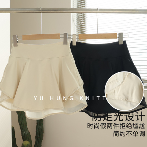 Women's invisible side seam sports short skirt, slimming and breathable yoga pants, half-length training tennis skirt for summer running.