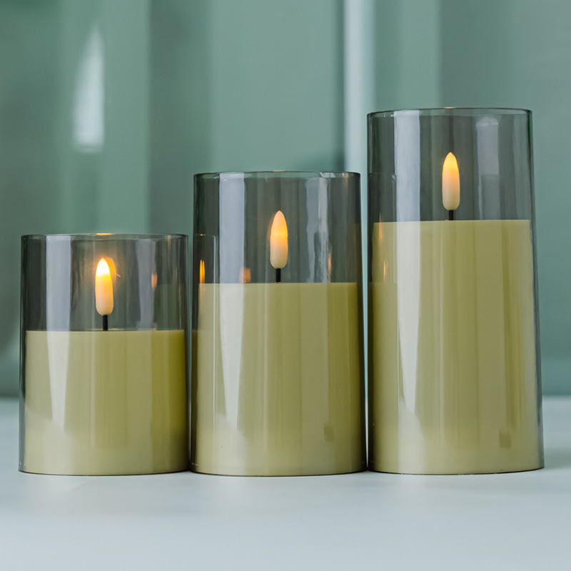 Plástico acrílico LED electrónica luz de la vela de plástico de simulación de vidrio Amazon vela caliente