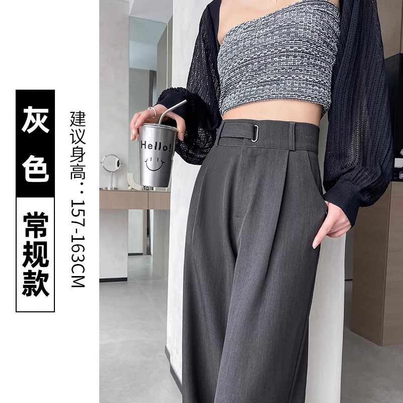 Pantalones de trajes negros de alta sensación de caída para mujeres 2024 primavera y otoño 2024 nuevo estilo recto sensación de caída de piernas anchas pantalones de verano