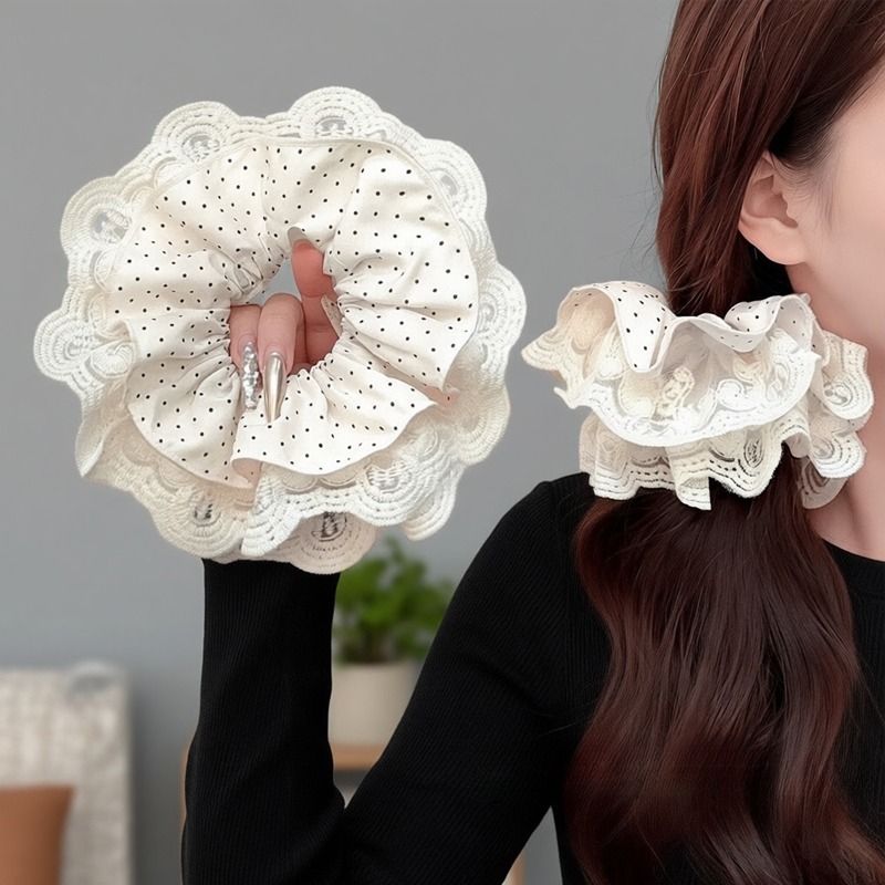 575 кружевная резинка для волос в горошек 16см