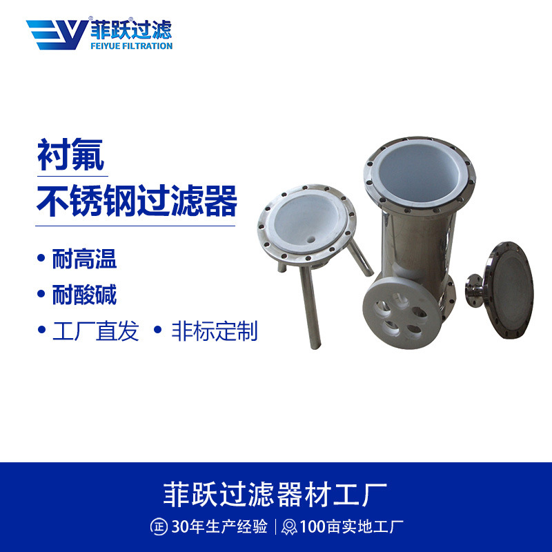 菲跃 耐浓硫酸浓盐酸 衬四氟精密过滤器 耐腐强度高 化工专用滤机