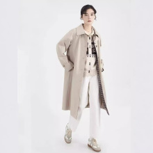 中长款大码宽松休闲开衫外套女2024秋季韩版新款翻领长袖百搭风衣