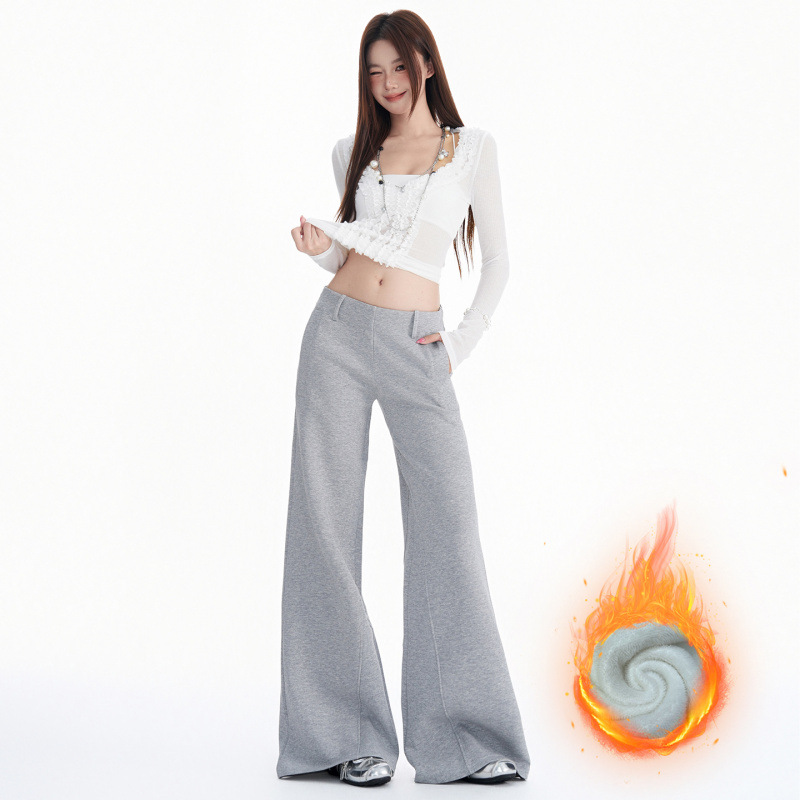 mali 玛莉&美式休闲｜低腰微喇｜运动垂感休闲裤女