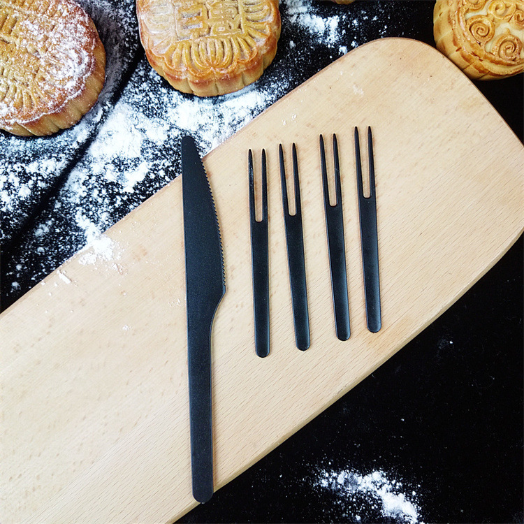 高档一次性刀叉2021新款中秋烘焙塑料月饼刀叉套装甜品刀叉1刀4叉