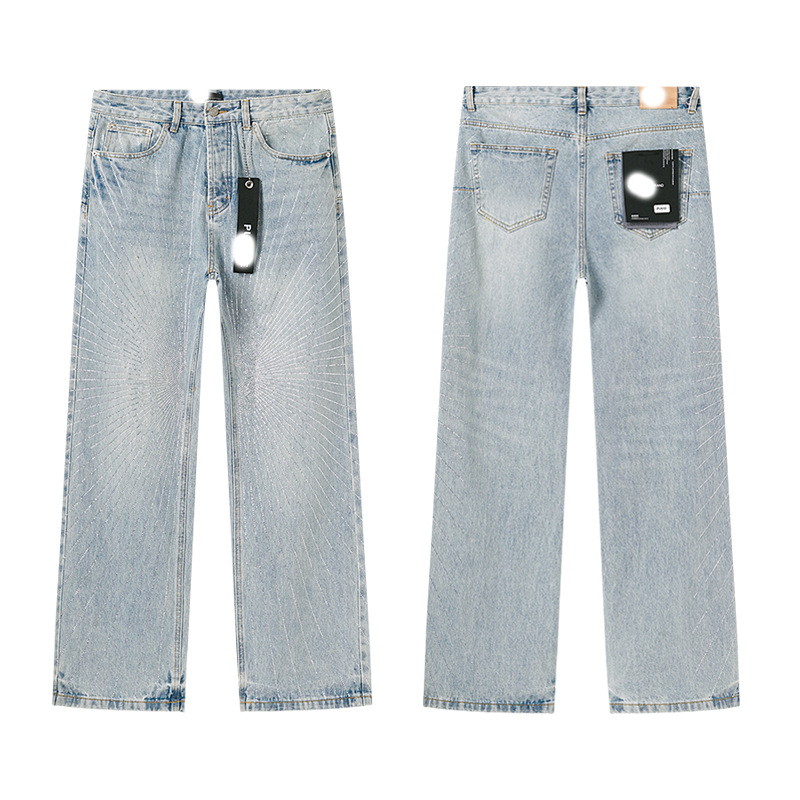 Marca de moda transfronteriza JB purple verano rectas vaqueros lavados de agua para hacer viejos agujeros vaqueros de hombre pantalones cortos de caño purple