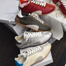 赛车鞋复古拼接德训鞋女2025新款小众设计款真皮休闲超轻跑步单鞋