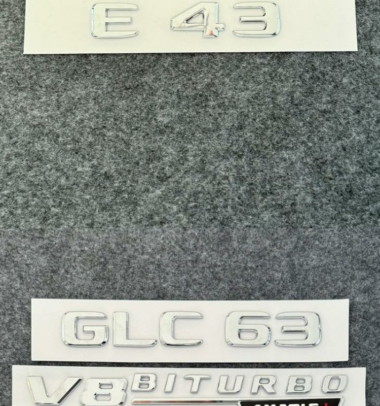 Mercedes-Benz car emblem, rear badge, E/C-Class, E300L/GLC/GLE/AMG/260L, alphanumeric and English lettering