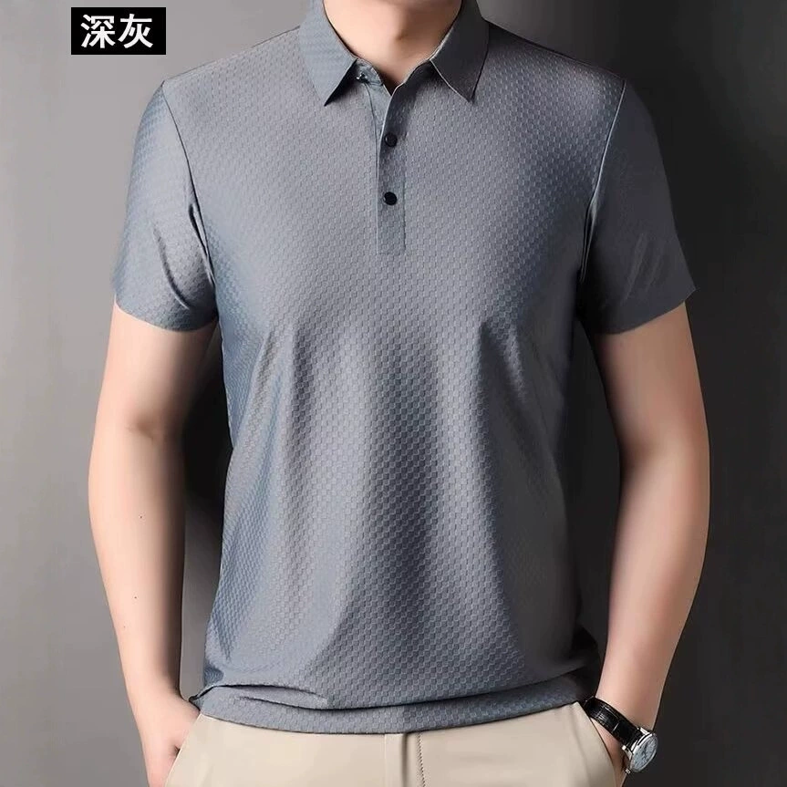 Silk polo, summer thin breathable short sleeve T-shirt for leisure