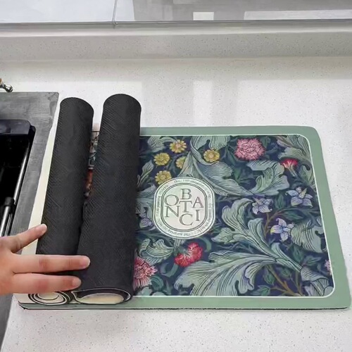 Kitchen draining mat, household dining table mat, water-absorbent mat, tabletop dining mat, dish-free dining mat, bowl and plate drying mat