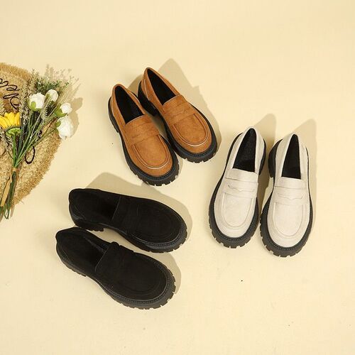 Summer Plus Size Versatile British Style Rough Heel Slip-on Loafers for Women