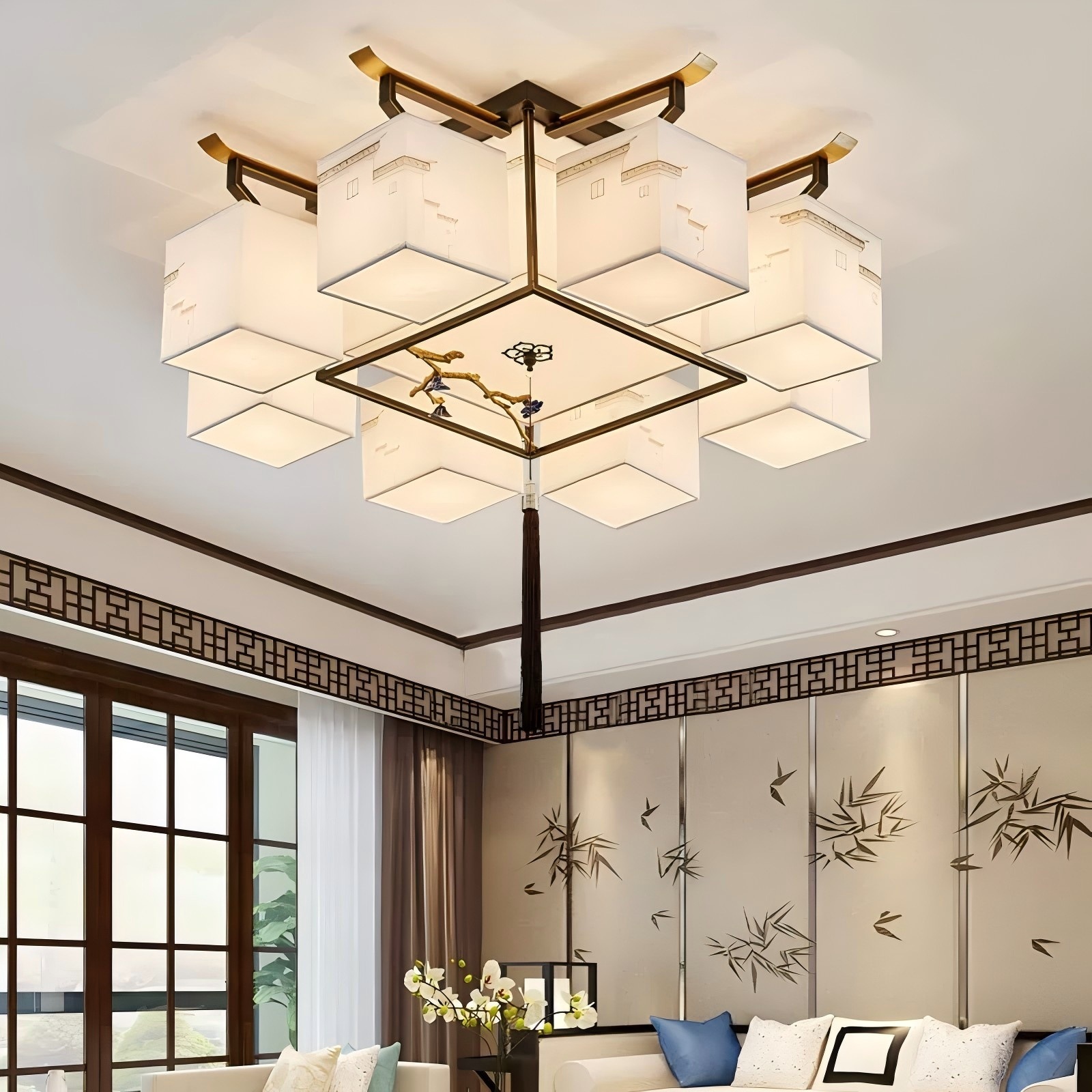 New Chinese Style Ceiling Lamp Simple Zen Style Living Room Bedroom Study Dining Hall Lamp Chinese Style Huizhou Style
