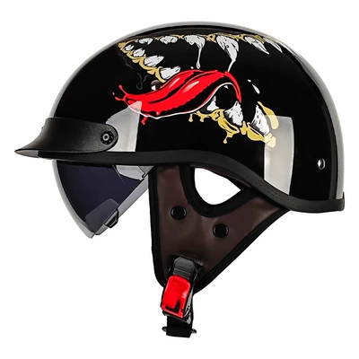 Motosiklet kaskı (dəbilqə): Summer Helmet Ancient Half Helmet - 112-venom-with-black-mirror-s