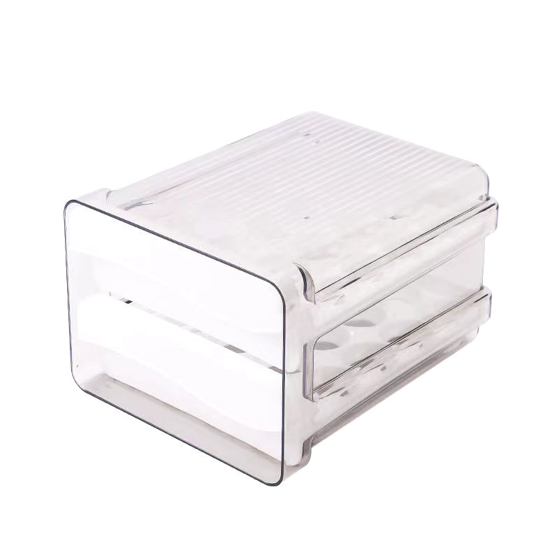 Caja de almacenamiento de huevos para refrigerador doméstico, caja de almacenamiento transparente para cocina tipo cajón, caja de huevos apilable de doble capa.