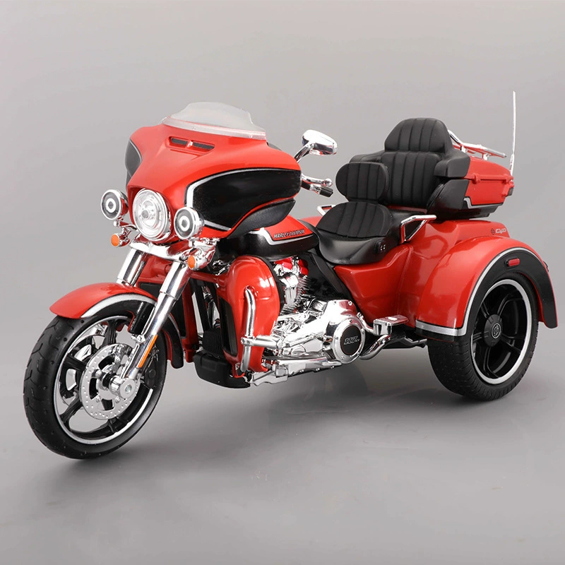 Harley davidson, трехколесный мотоцикл, реалистичная металлическая модель автомобиля, игрушка, масштаб 1:12, оптовая