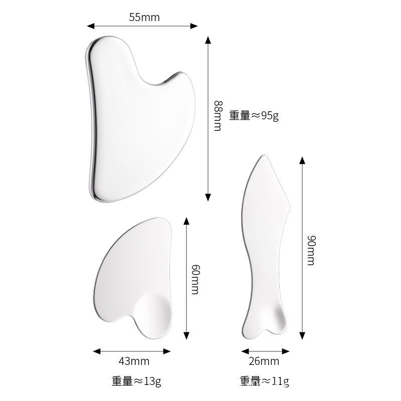 Tablero raspador grande de acero inoxidable, raspador de dedos, raspado facial en forma de corazón, herramienta de tablero de masaje de metal reafirmante