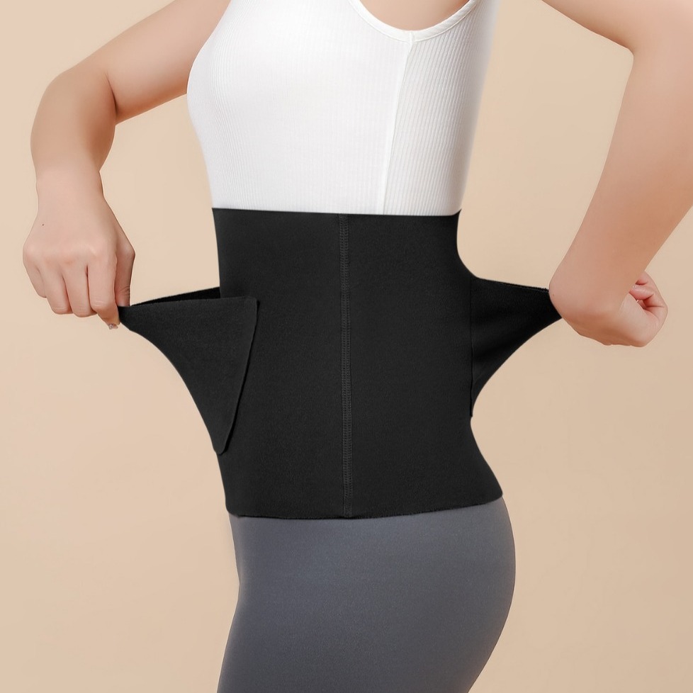 Vientre cálido para mujeres y cinturón de calentamiento estomacal con bolsillos, cintura para adultos, habitación de verano con aire acondicionado, confinamiento, a prueba de frío