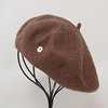 Metal demi-season beret for adults with letters, simple and elegant design, french style