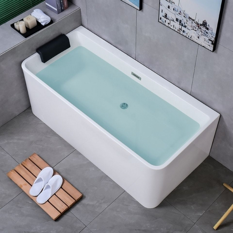 Square Acrylic Japanese-Style Freestanding Bathtub for Home Use, Suitable for Small Apartments, Deep Soaking, Seamless Bathtub for Hotels, Mini Bath Tub