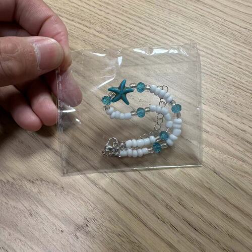 New Style Hot Selling in Europe and America Beach Summer Vacation Style Light Blue Glass Crystal Bead Anklet Stone Starfish Pendant 