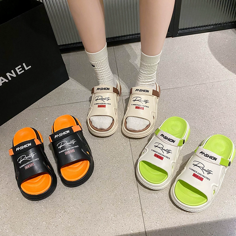 Летние тапочки для девочек на толстой подошве, тапочки из ЭВА, которые усиливают ощущение наступления на дерьмо, повседневные парные тапочки для вождения большого размера.