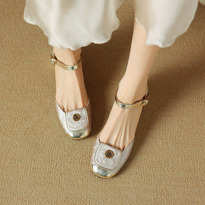 Leather summer sandals with a strap, 40, large size (43)