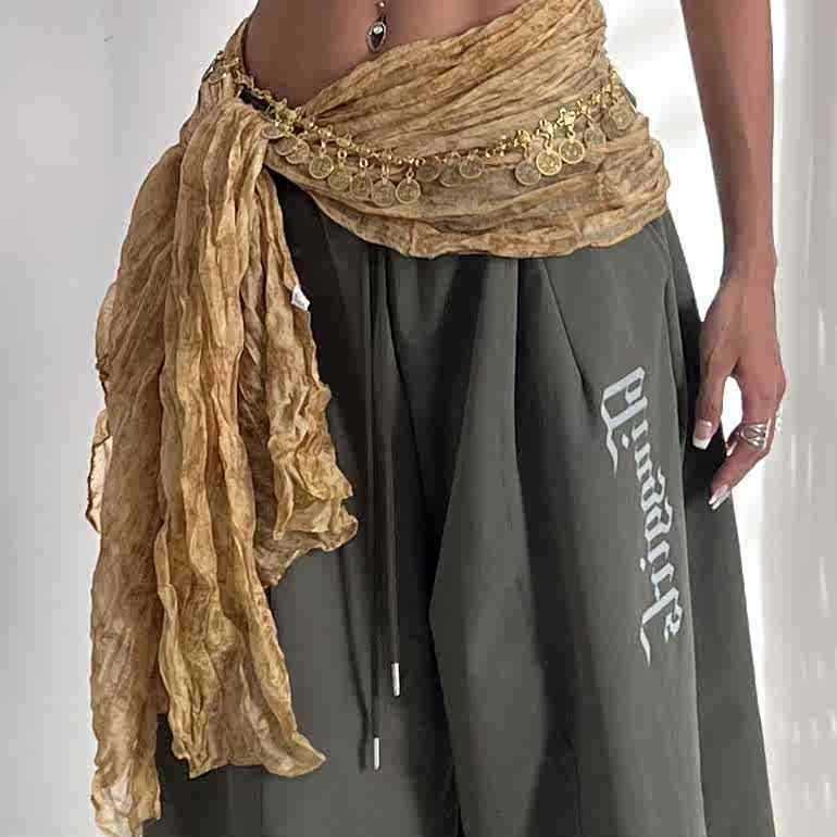 Jazz Dance Hip Scarf Exotic Ethnic Style Shawl Scarf Multifunctional Belt Accessory Retro Niche Waist Chain