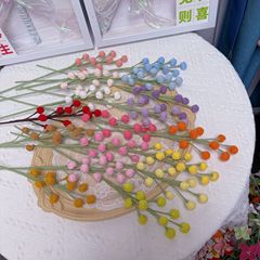 完成品の手作り毛糸鉤織雪果シミュレーション花束家庭生け花装飾部品が国境を越えて人気がある永遠の命の造花