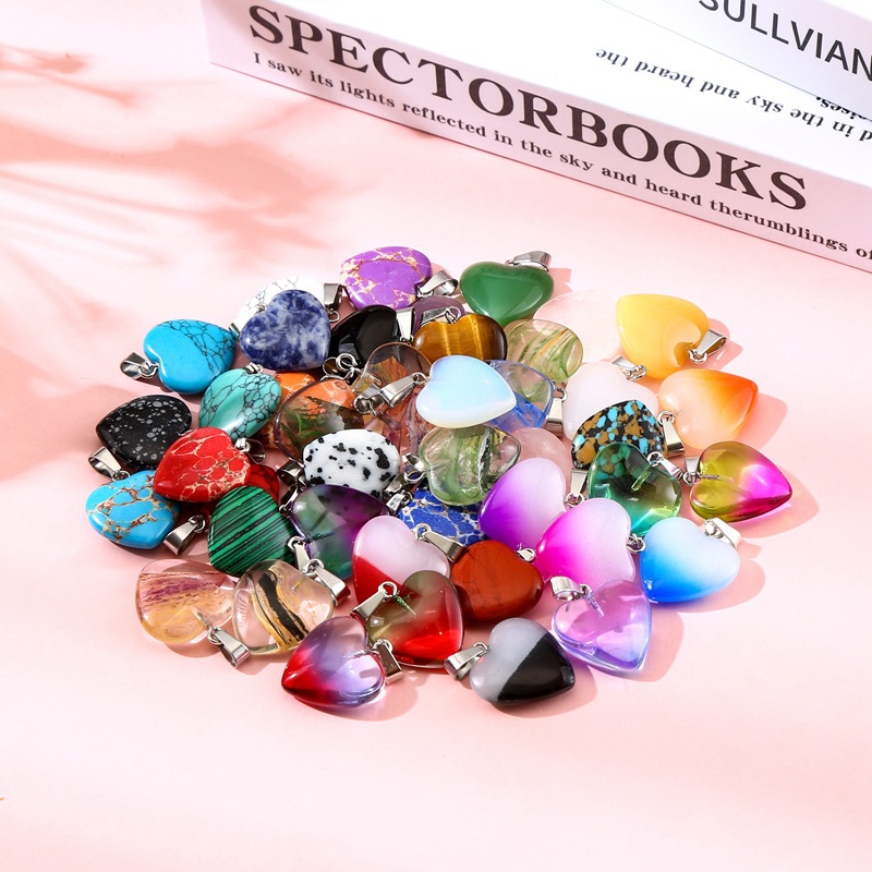 Pendant Jewelry Making Type 1 Piece 20mm Natural Stone Crystal Heart Shape Pendant