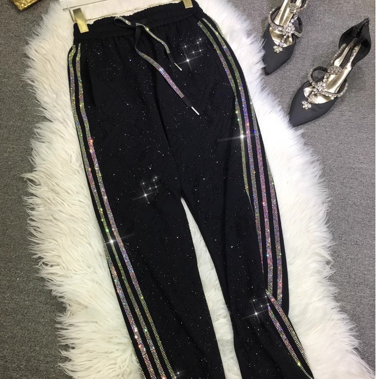 extra large size 1.00 kg-150.00 kg fat m four bar heavy industry hot drilling pants women's slim toe sports pants autumn and winter pants