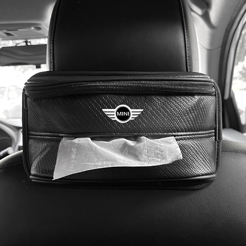 Car Multifunctional Tissue Box Sunshade Large Capacity Elastic Band Hanging Tissue Bag Large Capacity Upgraded Leather
