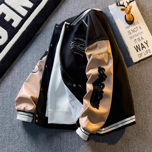 American Retro Heavy Embroidered Baseball Jacket Men's Patchwork Jacket Spring and Autumn Top Home Photo #WT167