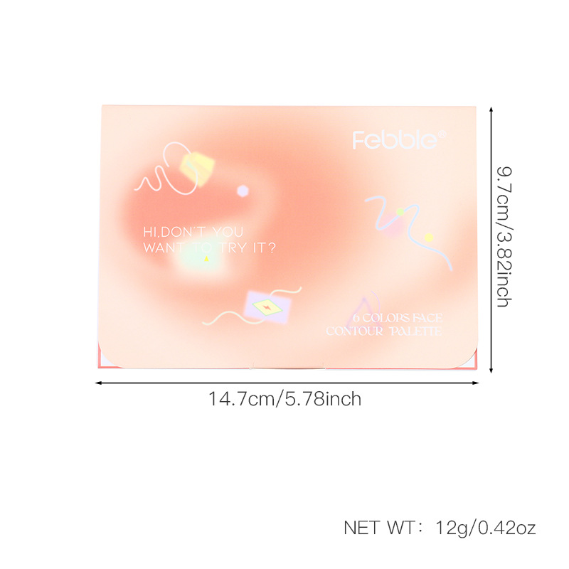 (caja de visualización) Fabble maquillaje transfronterizo venta caliente de alto valor de color seis colores gradiente de alta brillo placa de reparación FBC062