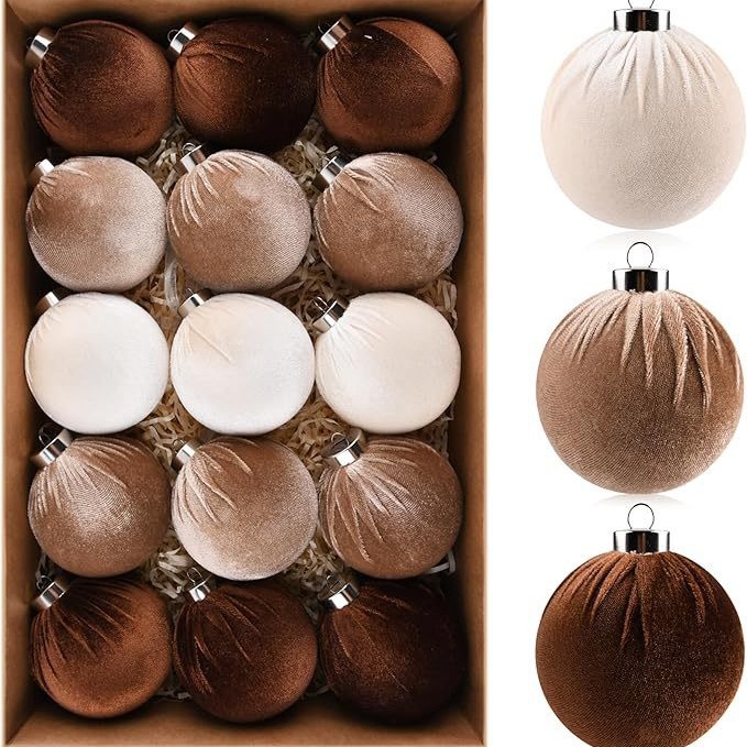 Amazon explosión 8cm / 15PCS bola de tela decoración de Navidad decoración de Navidad colgante al por mayor