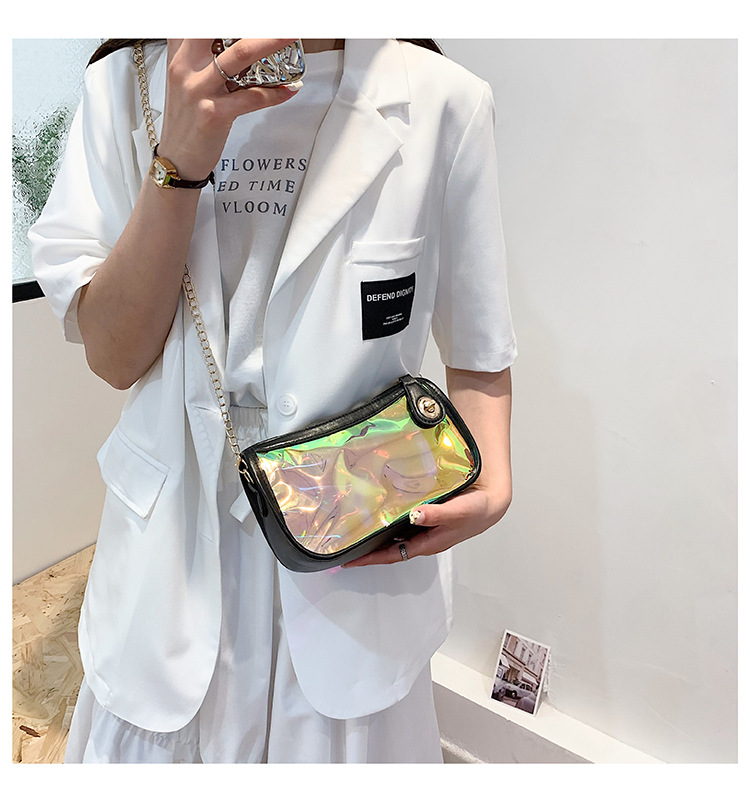 Fashion Summer Small Square Casual Pvc Women's Transparent Jelly Color Beach Chain Bag display picture 4