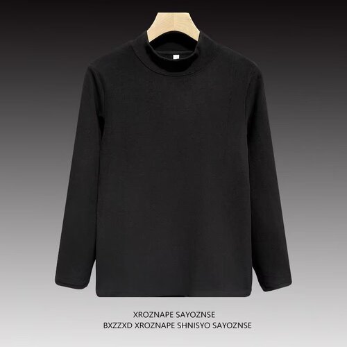 Spring and autumn Couples long-sleeved T-shirt, Hong Kong style, German velvet, loose bottomed shirt, men's pure color, half-high collar, warm sweater