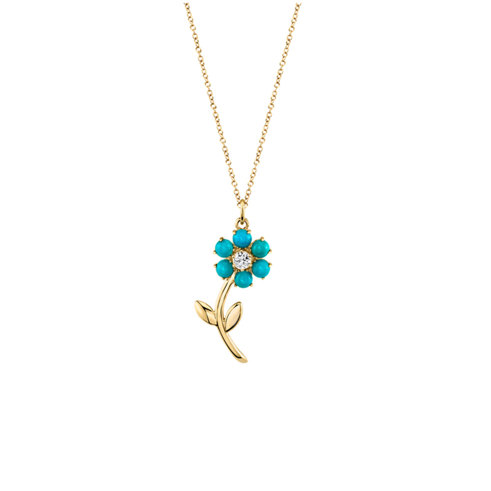cute simple flower necklace contrast color pendant copper necklace