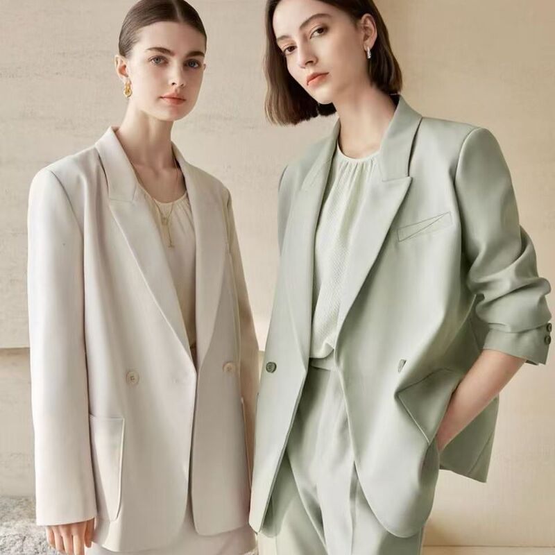 Light Luxury Acetate Texture Blazer for Women, Large Lapel, Drop Shoulder, Loose Fit, Direct from the Source Factory
