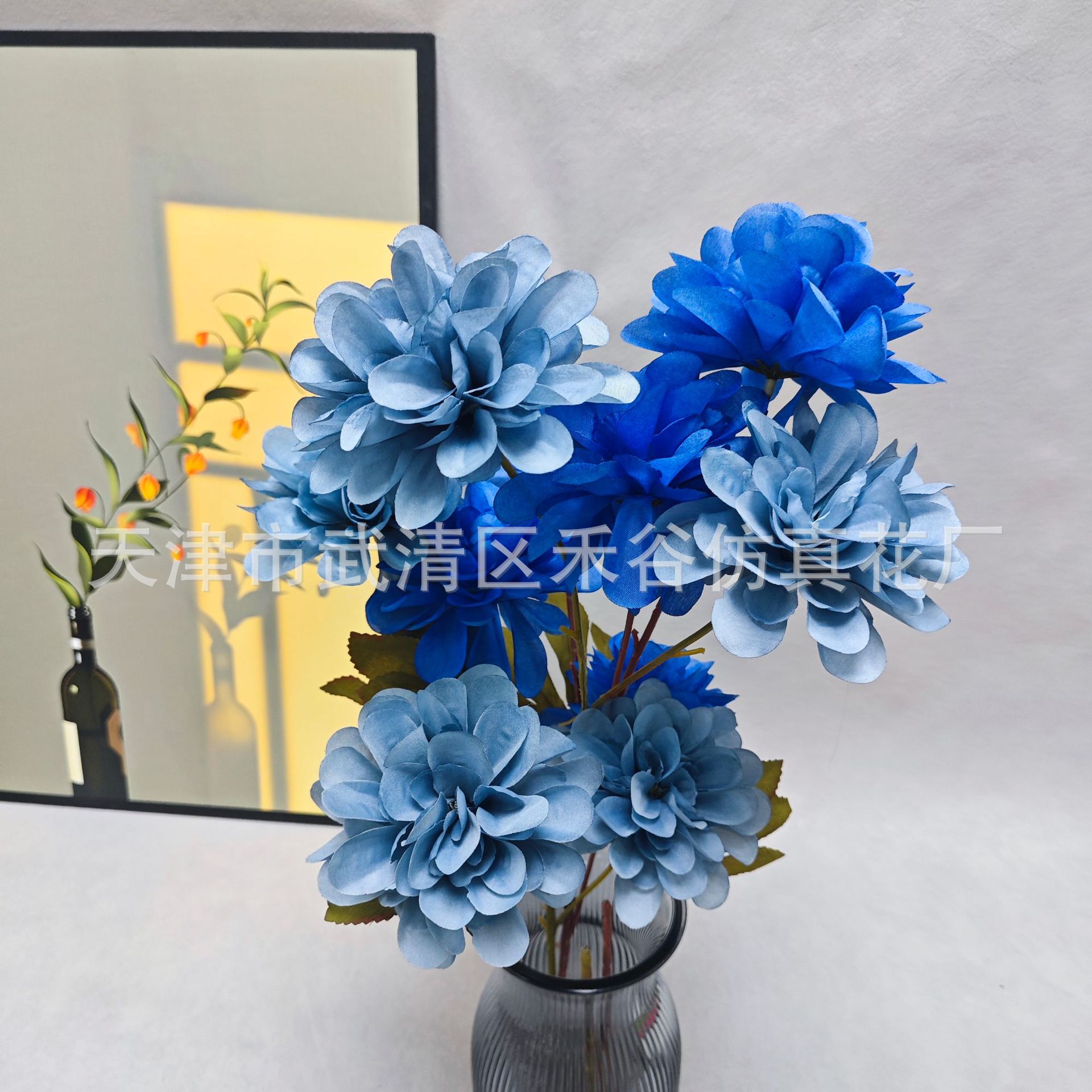 Lulian 5-head Print Simulation Home Fake Flower Wedding Simulation Flower Hydrangea Hand Soft Wedding Auditorium