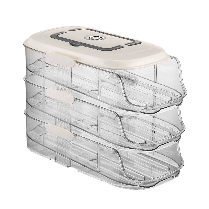 Egg storage box rolling food grade multi-layer automatic filling egg rack household kitchen refrigerator side door egg box