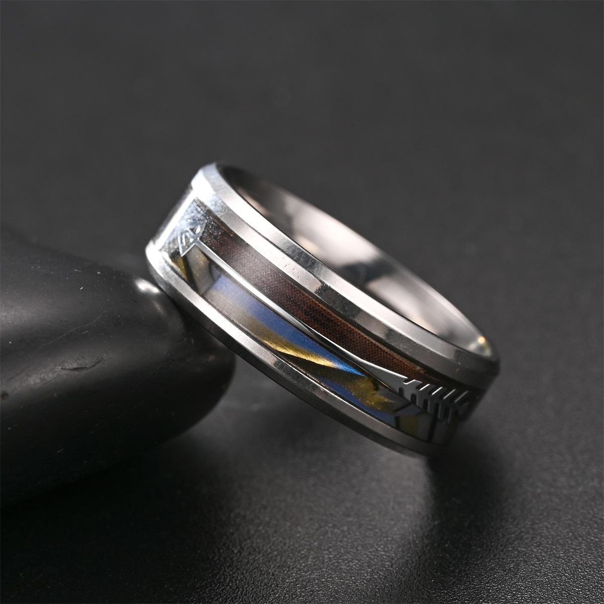 INS Style Arrow Stainless Steel Epoxy Rings 1 Piece