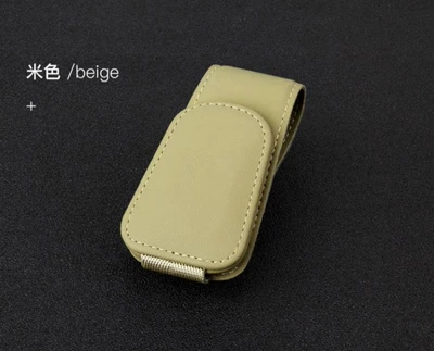 Car Glasses Clip/Bill Clip Nappa Leather Sun Visor Glasses - beige-upgraded-version