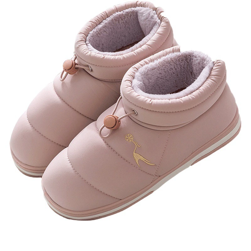 Зимние хлопковые тапочки с сумкой на каблуке, мужская и женская домашняя обувь, противоскользящая утолщенная теплая хлопковая пуховая обувь для родителей и детей